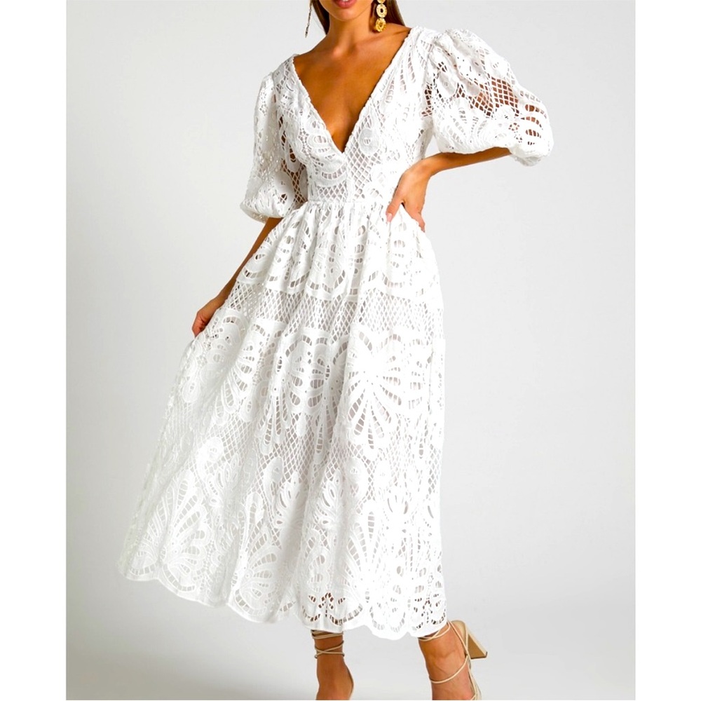 White eyelet Midi Dress! Bridal Events!